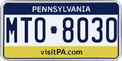 PA license plate MTO8030