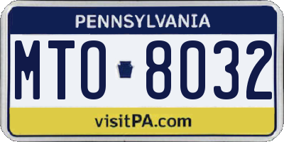 PA license plate MTO8032