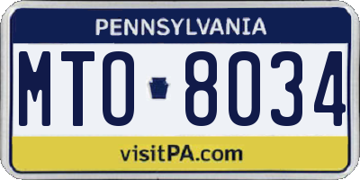PA license plate MTO8034
