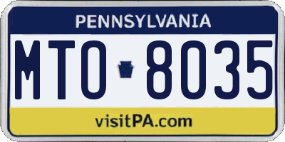 PA license plate MTO8035