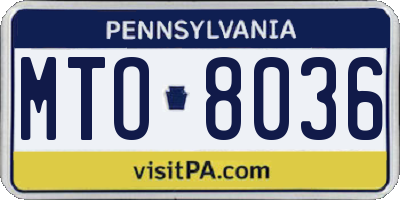 PA license plate MTO8036