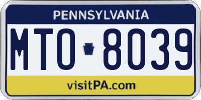 PA license plate MTO8039