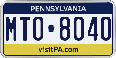 PA license plate MTO8040