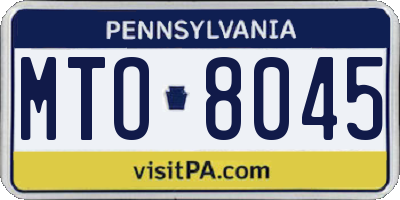 PA license plate MTO8045