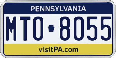 PA license plate MTO8055