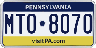 PA license plate MTO8070