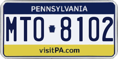 PA license plate MTO8102