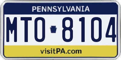 PA license plate MTO8104