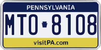 PA license plate MTO8108