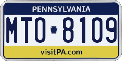 PA license plate MTO8109