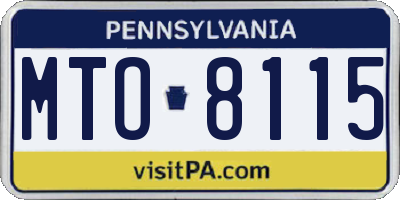 PA license plate MTO8115