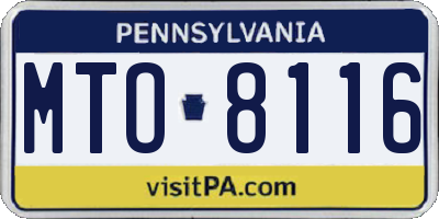 PA license plate MTO8116