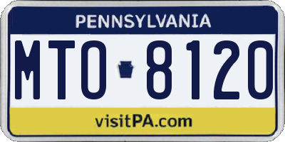 PA license plate MTO8120