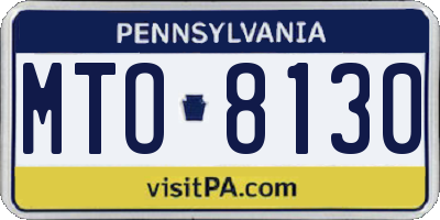 PA license plate MTO8130