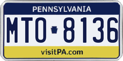 PA license plate MTO8136