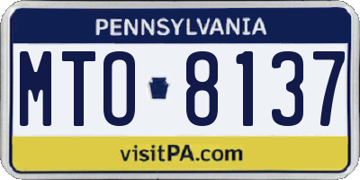 PA license plate MTO8137