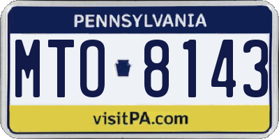 PA license plate MTO8143