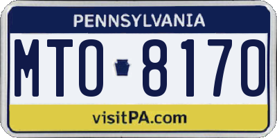PA license plate MTO8170