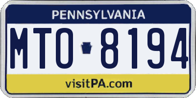 PA license plate MTO8194