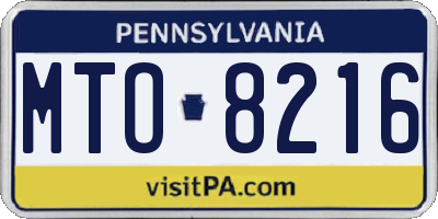 PA license plate MTO8216