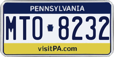 PA license plate MTO8232