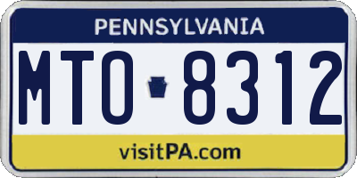 PA license plate MTO8312