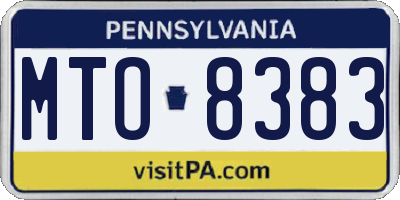 PA license plate MTO8383