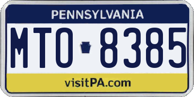 PA license plate MTO8385