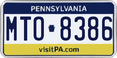PA license plate MTO8386