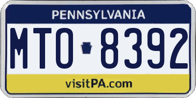 PA license plate MTO8392