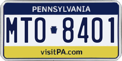 PA license plate MTO8401