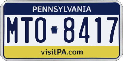 PA license plate MTO8417