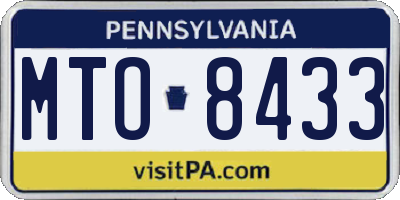 PA license plate MTO8433