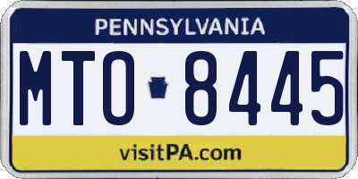 PA license plate MTO8445