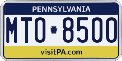 PA license plate MTO8500