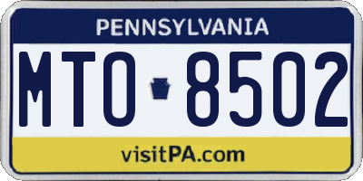 PA license plate MTO8502