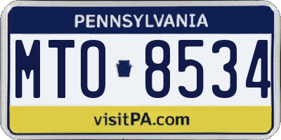 PA license plate MTO8534