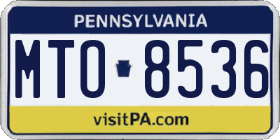 PA license plate MTO8536