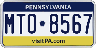 PA license plate MTO8567