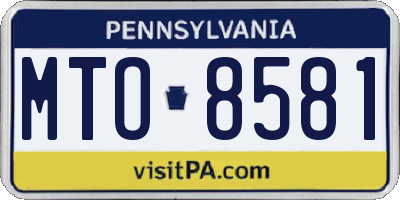 PA license plate MTO8581