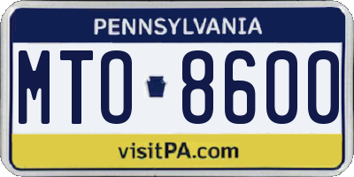 PA license plate MTO8600
