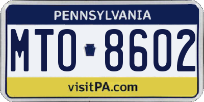 PA license plate MTO8602