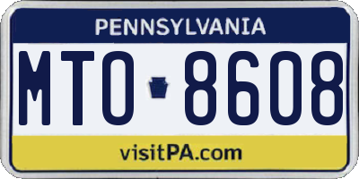 PA license plate MTO8608