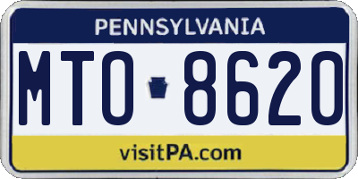 PA license plate MTO8620