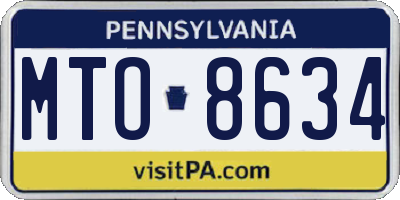 PA license plate MTO8634