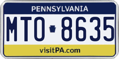 PA license plate MTO8635