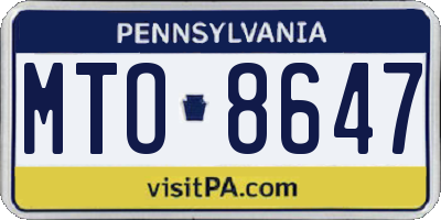 PA license plate MTO8647