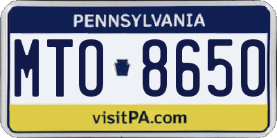 PA license plate MTO8650