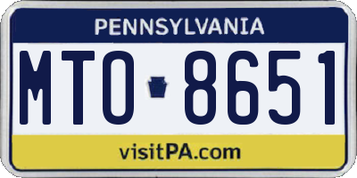 PA license plate MTO8651