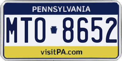 PA license plate MTO8652
